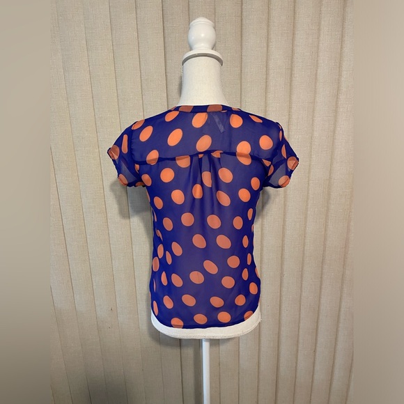 Truth NYC Purple Top with Coral Pink Polka Dots Size Small - Picture 4 of 6